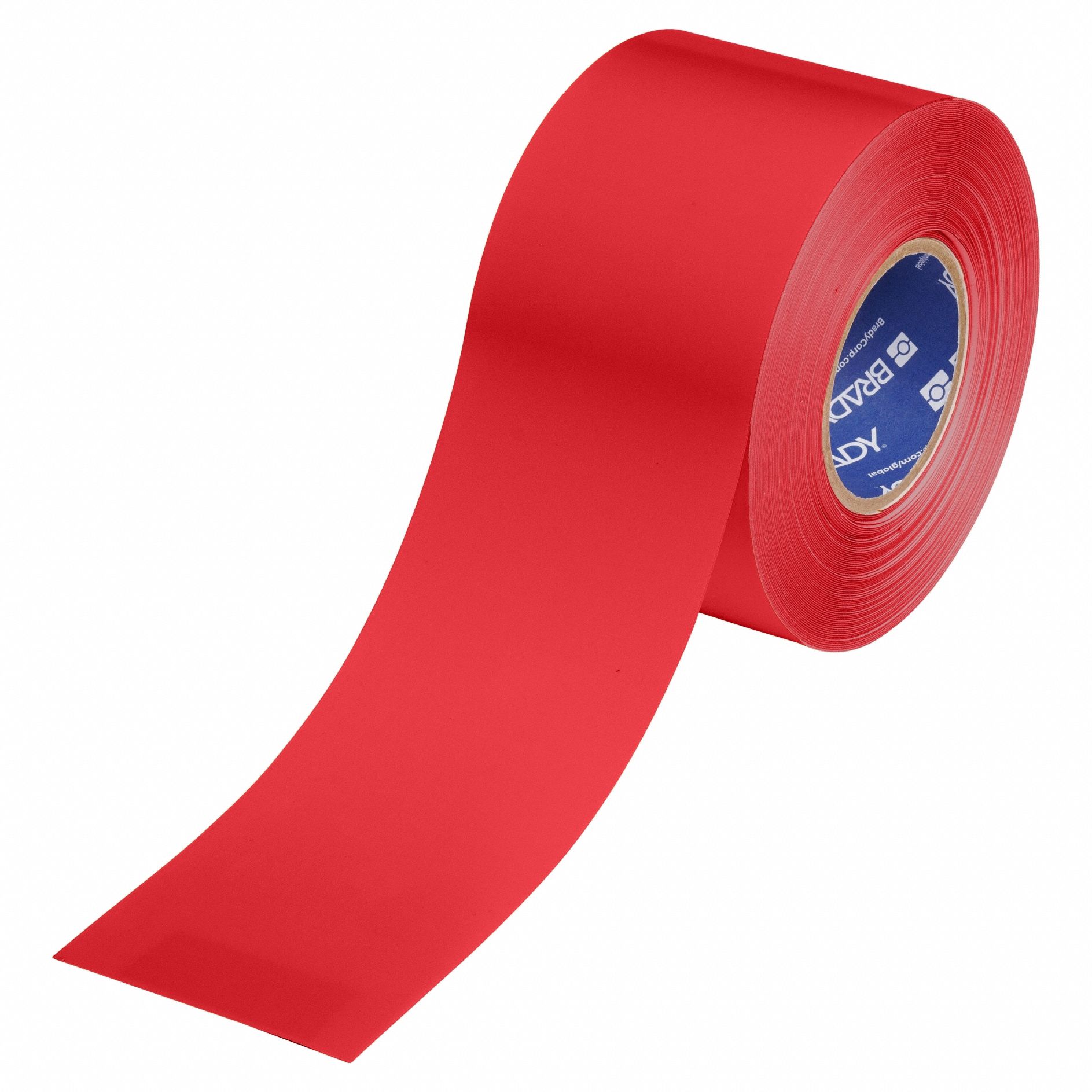 Floor Marking Tape: Solid, Red, 4 in x 100 ft, 22 mil Tape Thick, Brady® ToughStripe® Max