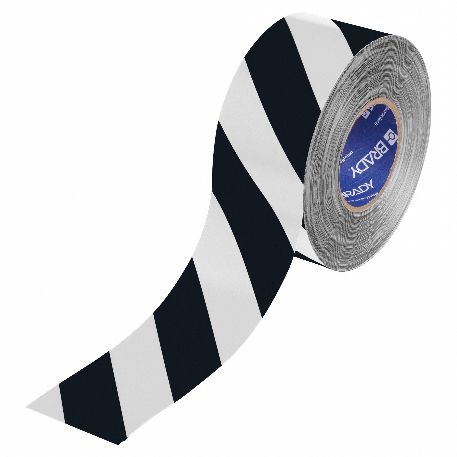 Floor Marking Tape: Striped, Black/White, 3 in x 100 ft, 22 mil Tape Thick, Brady® ToughStripe® Max