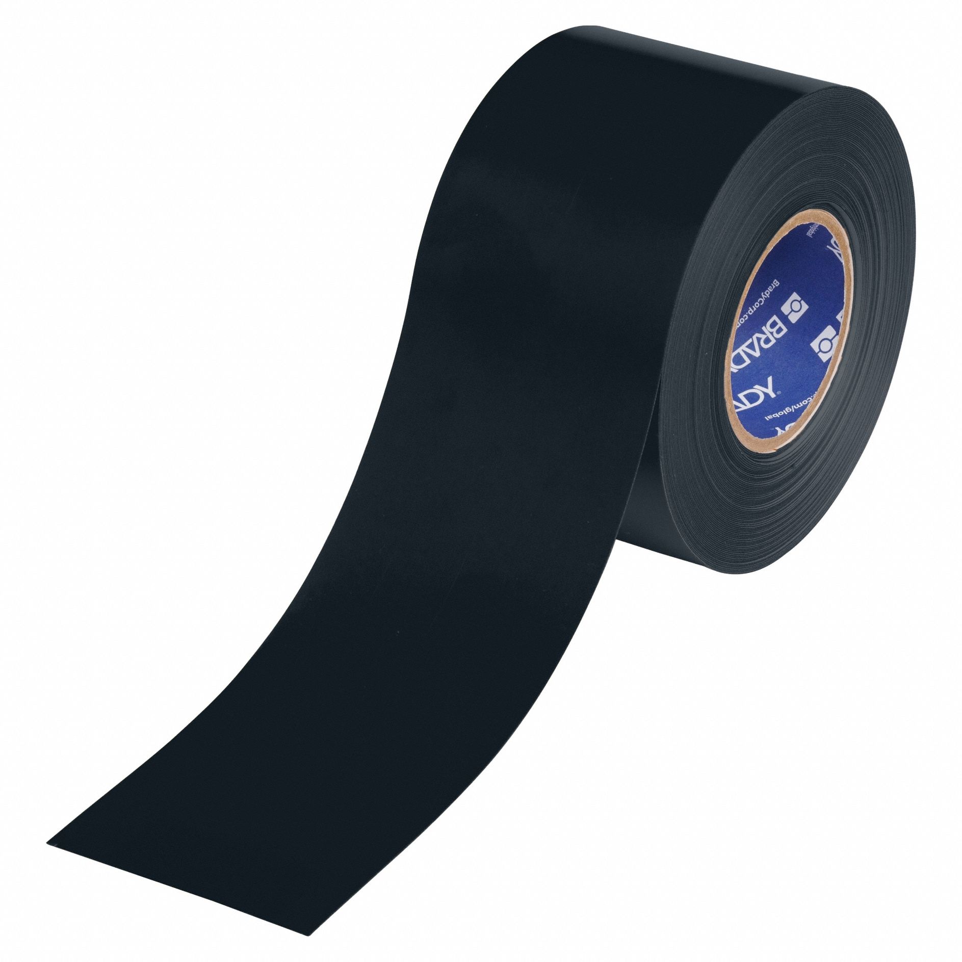 Floor Marking Tape: Solid, Black, 4 in x 100 ft, 22 mil Tape Thick, Brady® ToughStripe® Max
