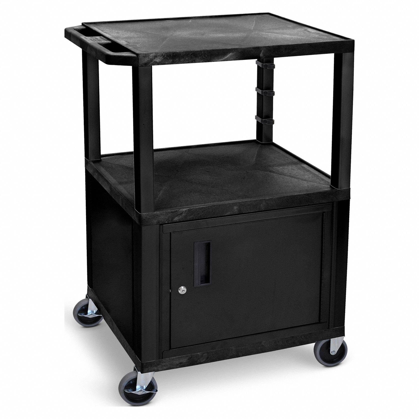 24 in x 18 in, Plastic, AV Cart with Plastic Shelves & Steel Storage