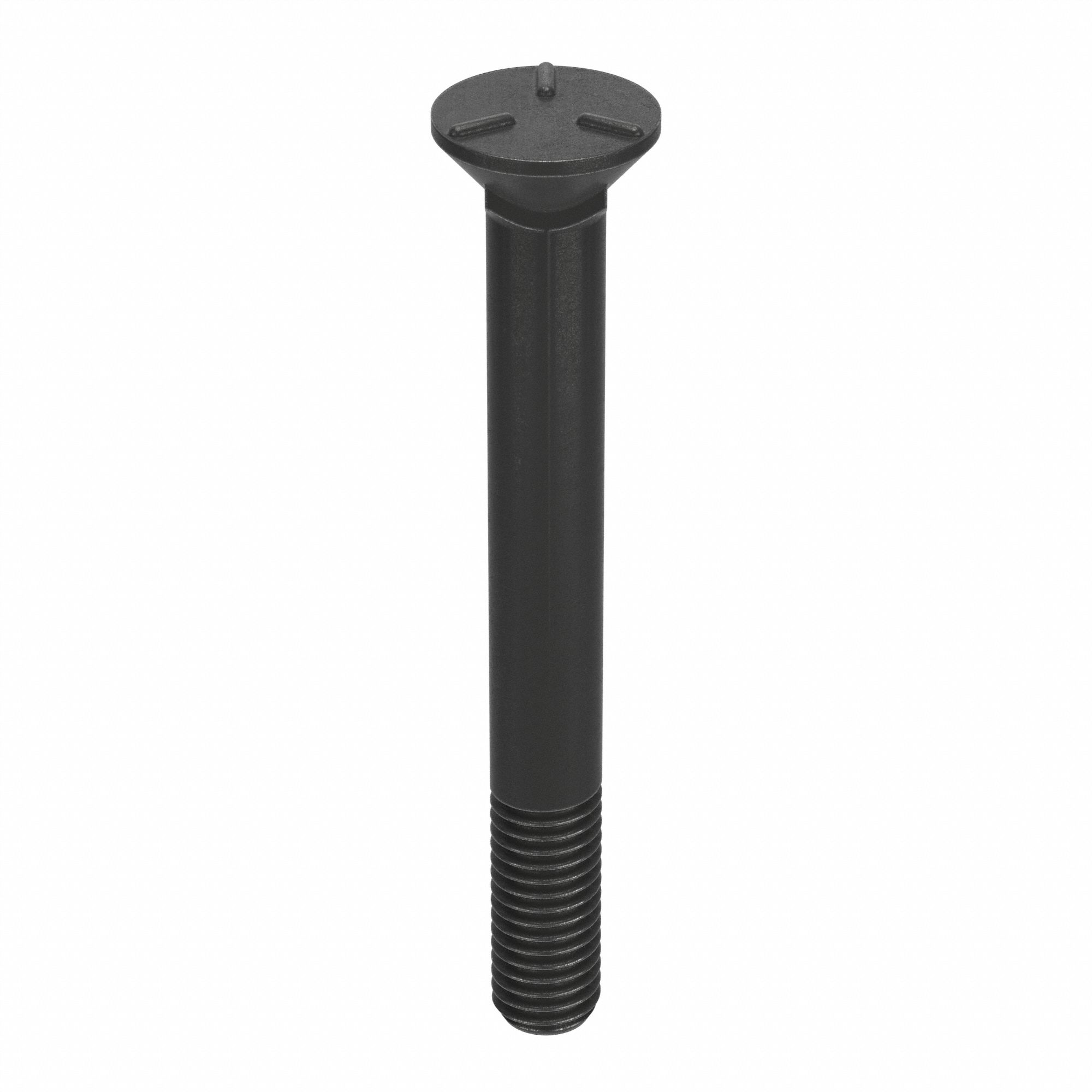 Plow Bolt: #3 Flat, 1/2"-13 Thread Size, 4 in Lg, Steel, Grade 5, Black Oxide, 10 PK