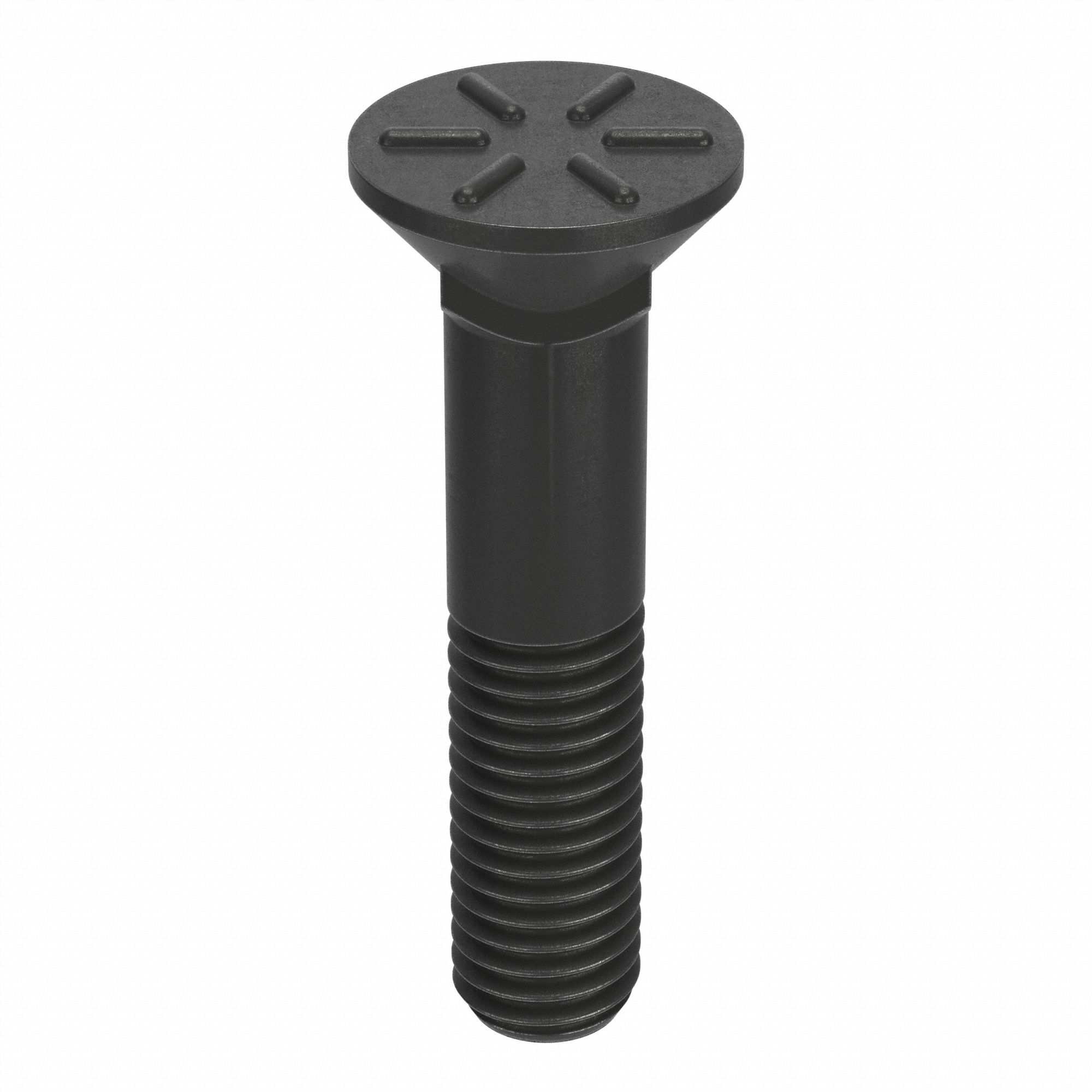 Plow Bolt: #3 Flat, 1/2"-13 Thread Size, 2 1/2 in Lg, Steel, Grade 8, Black Oxide, 5 PK
