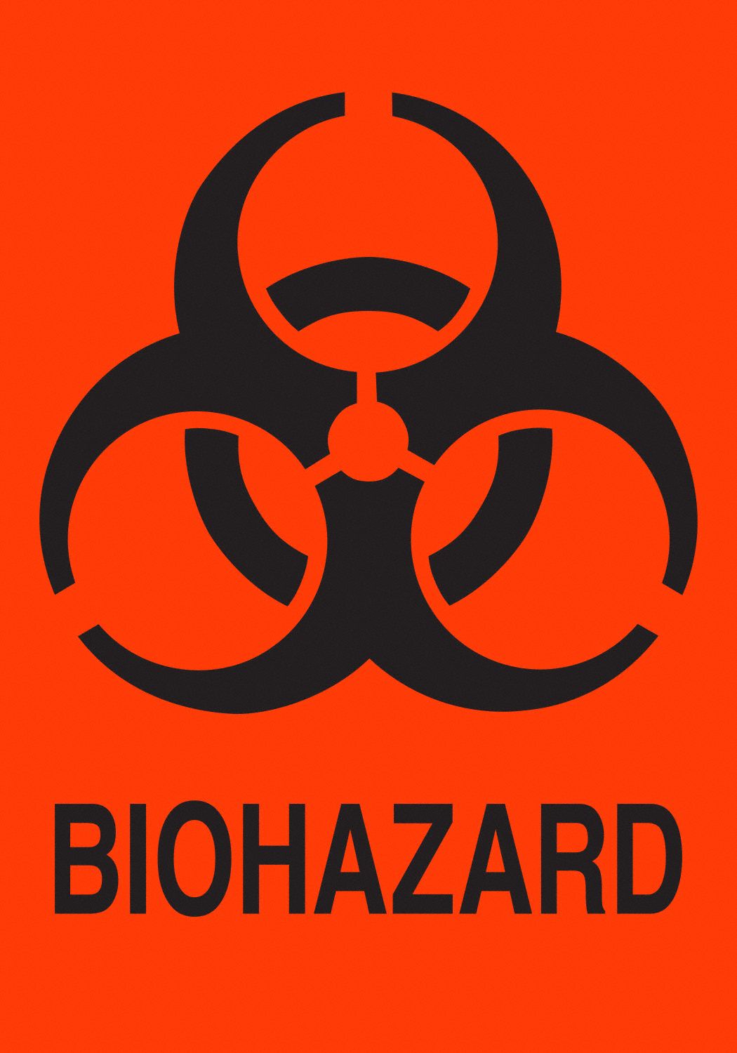 Biohazard Sign: Vinyl, Adhesive Sign Mounting, 5 in x 3 1/2 in Nominal Sign Size, 20 PK
