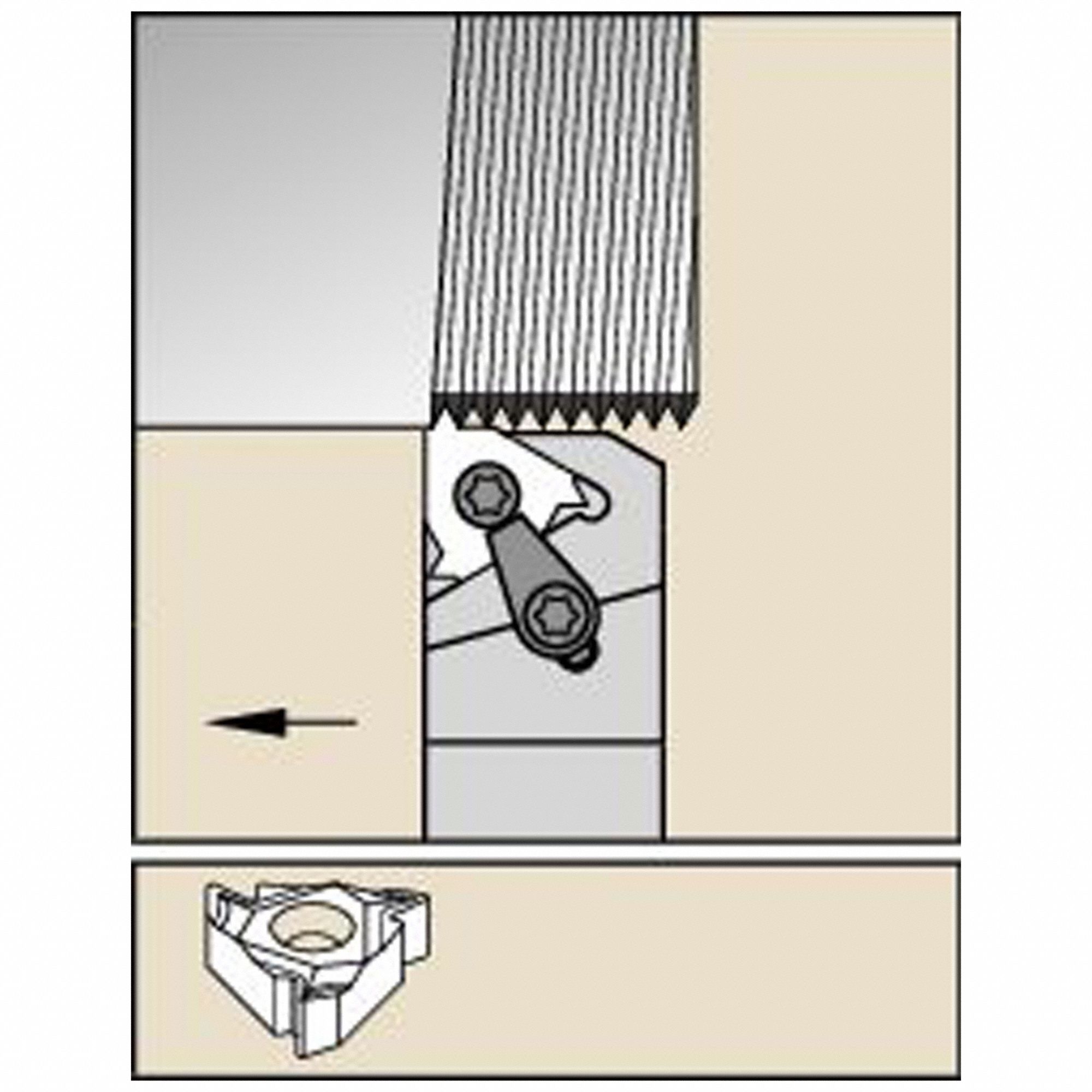 Indexable Thread Turning Tool Holder: Right Hand, 1 in Shank Wd