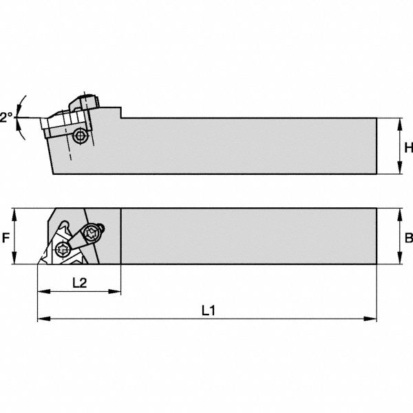 Indexable Thread Turning Tool Holder: Right Hand, 1 in Shank Wd