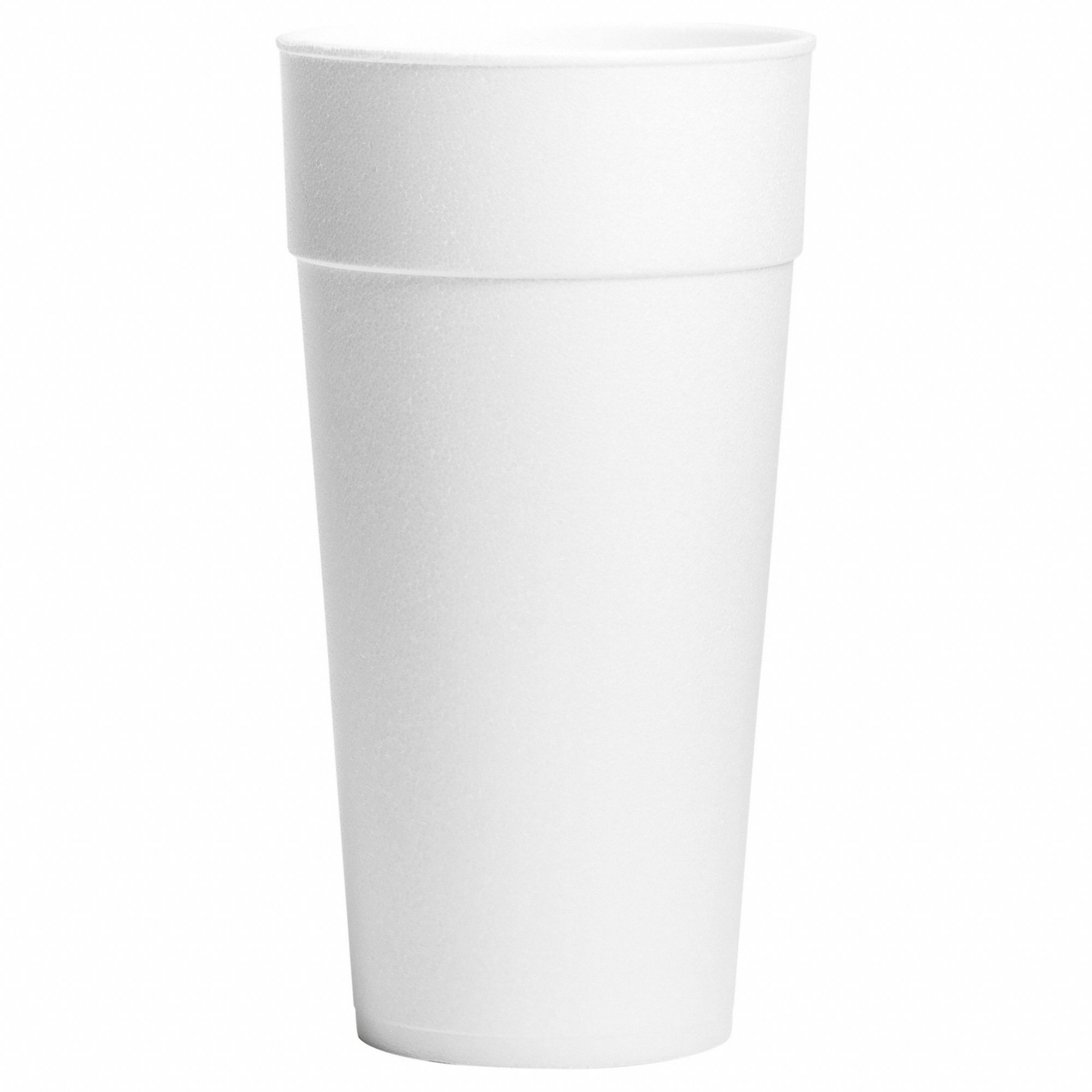 Disposable Hot/Cold Cup: 24 oz Capacity, White, Foam, Unwrapped, Patternless, 300 PK