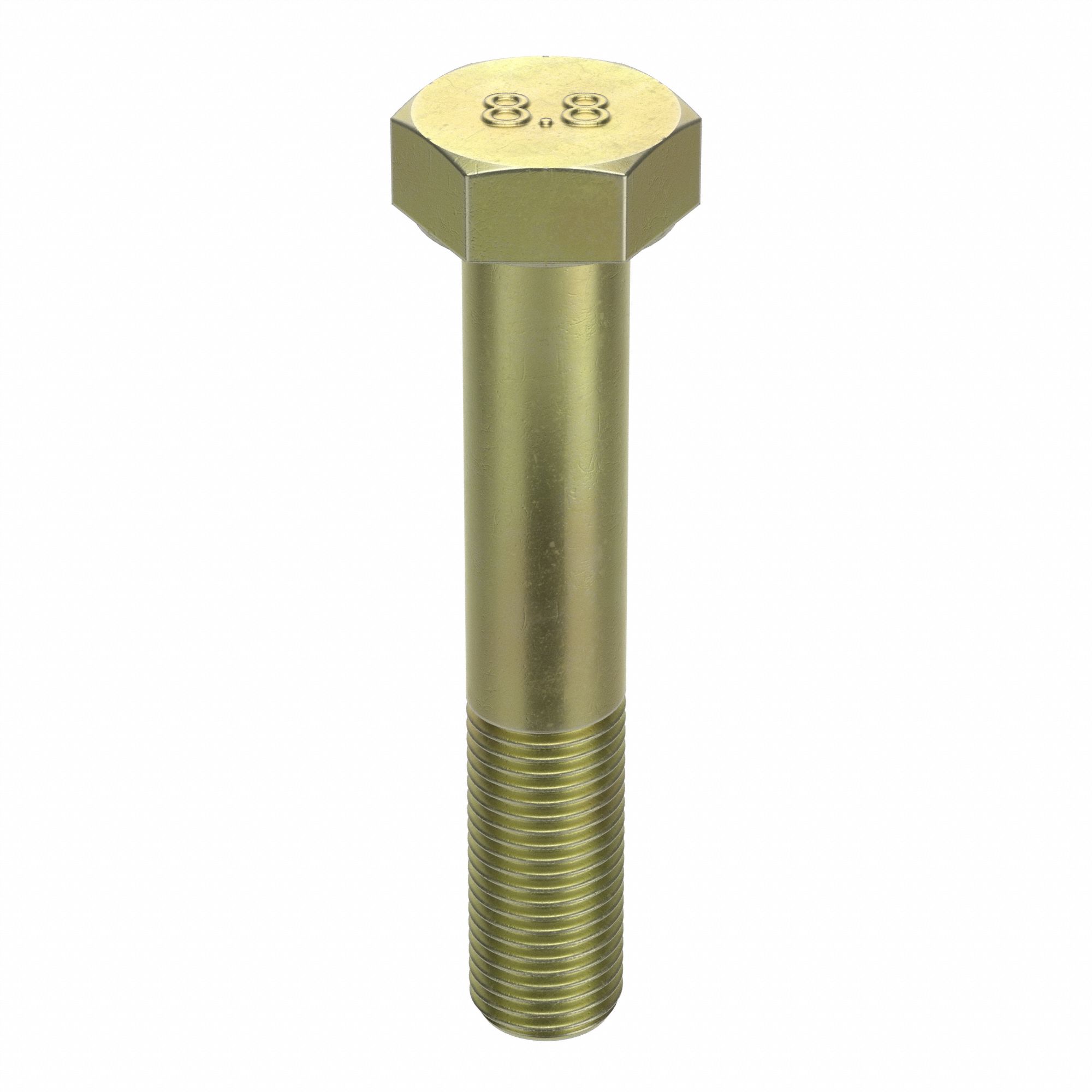 Hex Head Cap Screw: Steel, Class 8.8, Zinc Yellow, M12-1.25, Extra Fine, 70 mm lg, Metric, 25 PK