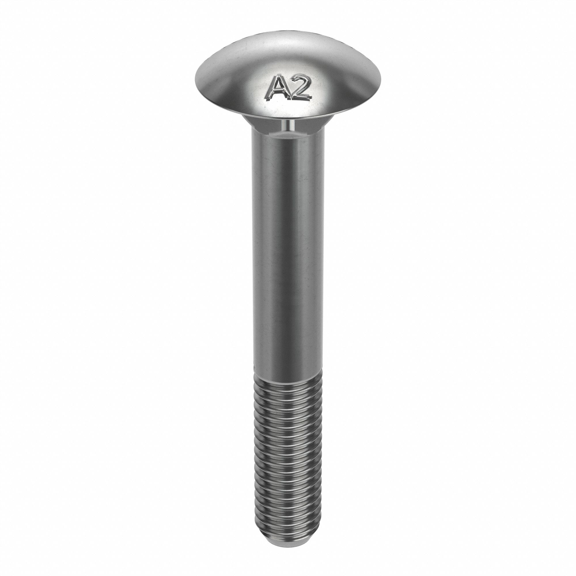 CARRIAGE BOLT, SQUARE, STAINLESS STEEL, A2, PLAIN, M8-1.25 THREAD, 40MM L, METRIC, 50 PK