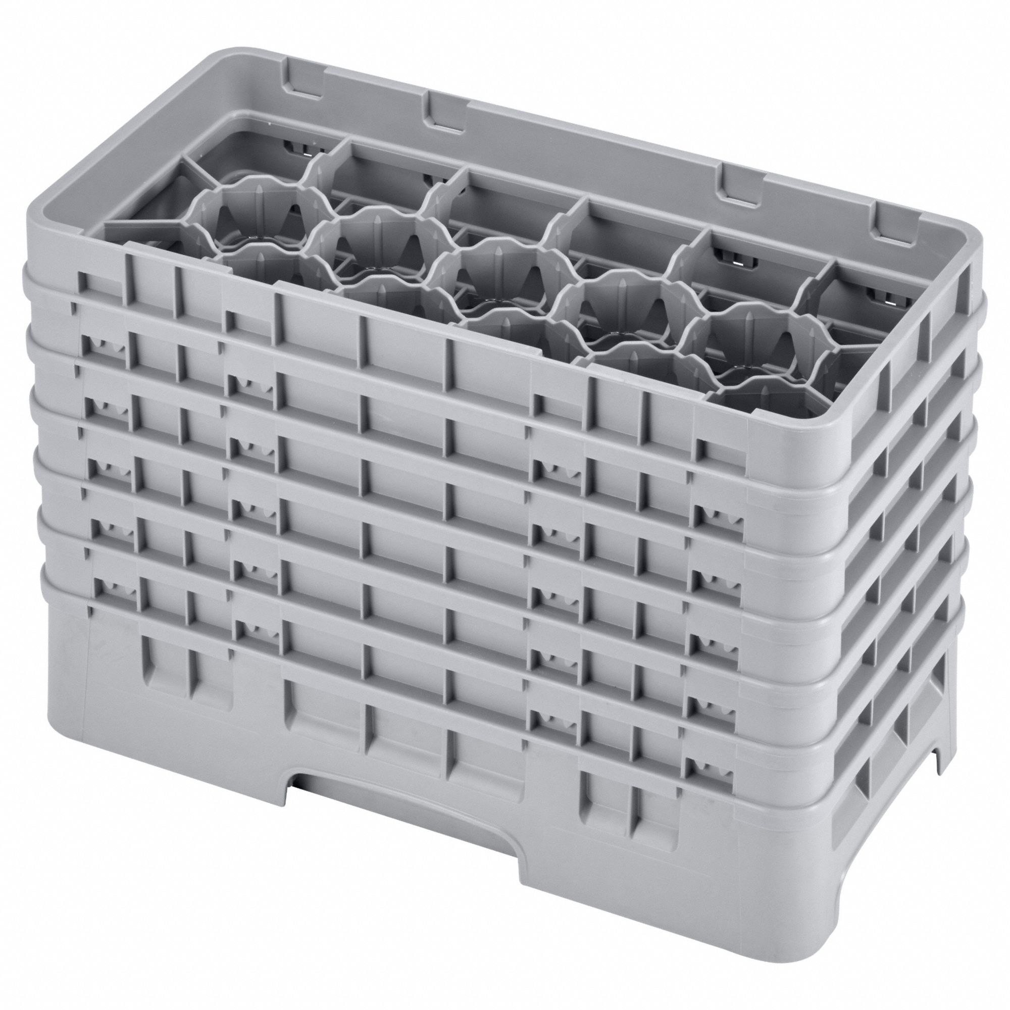 Glass Rack: 19 3/4 in Overall Lg, 10 in Overall Wd, 12 1/8 in Overall Ht, Soft Gray, Plastic