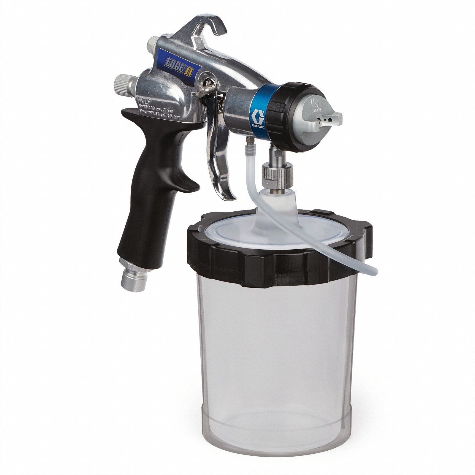HVLP Spray Gun: HVLP, Coatings/Enamels/Paints/Primers/Stains, NPSM, 1 qt Cup Capacity