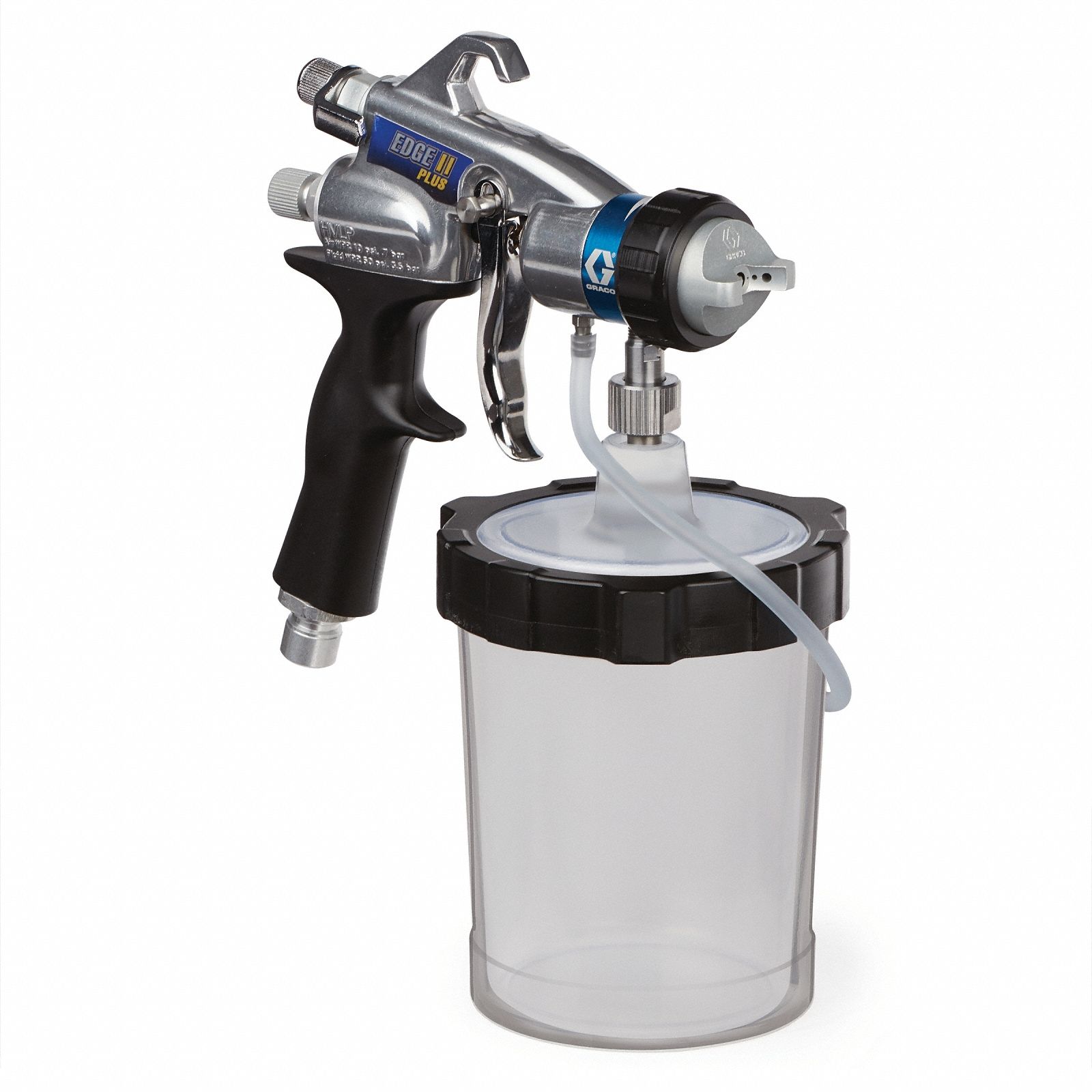 HVLP Spray Gun: HVLP, Coatings/Enamels/Paints/Primers/Stains, NPSM, 1 qt Cup Capacity