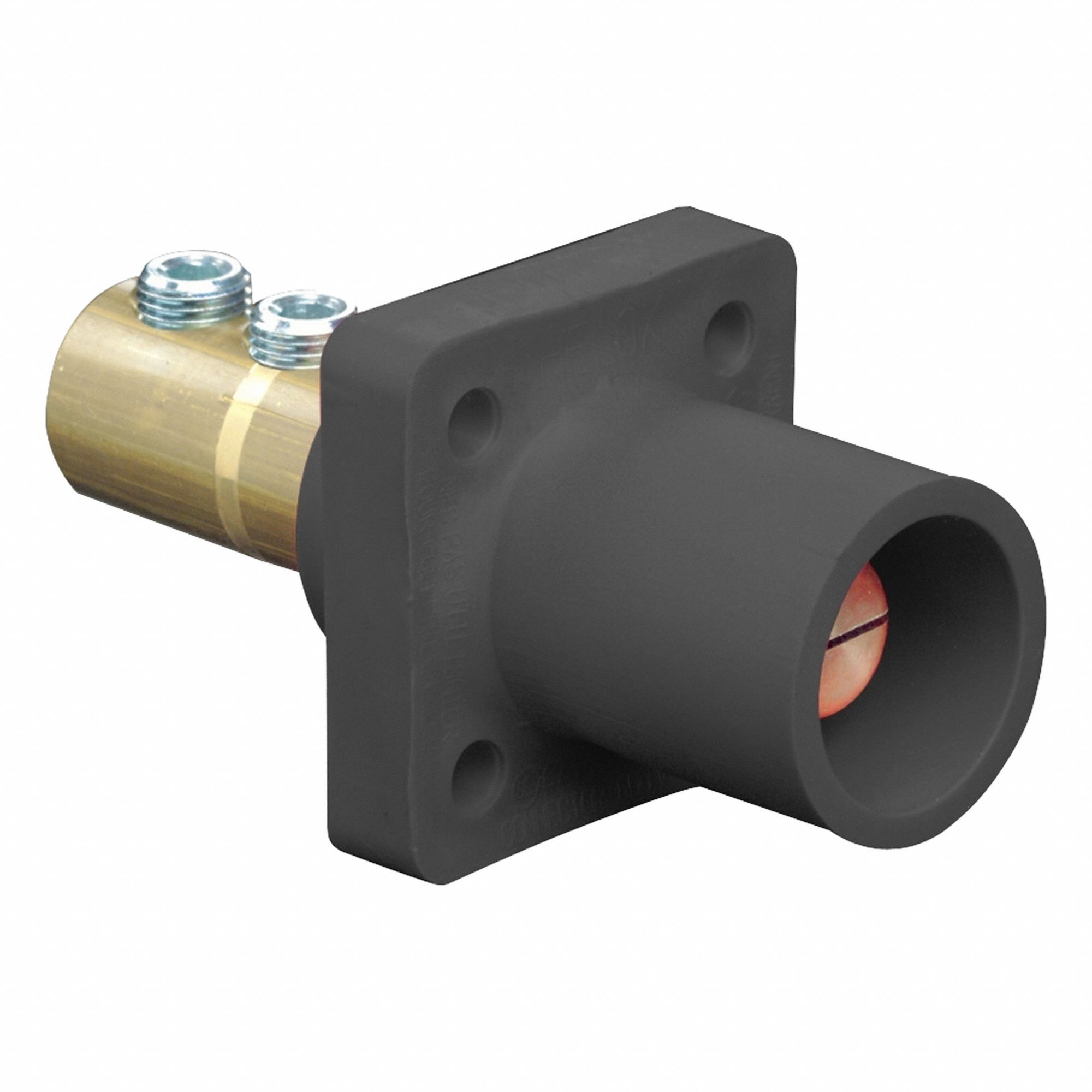 Single Pole Receptacle: For Female Connectors, 400 A, Straight, Black, Square, Threaded Mounting