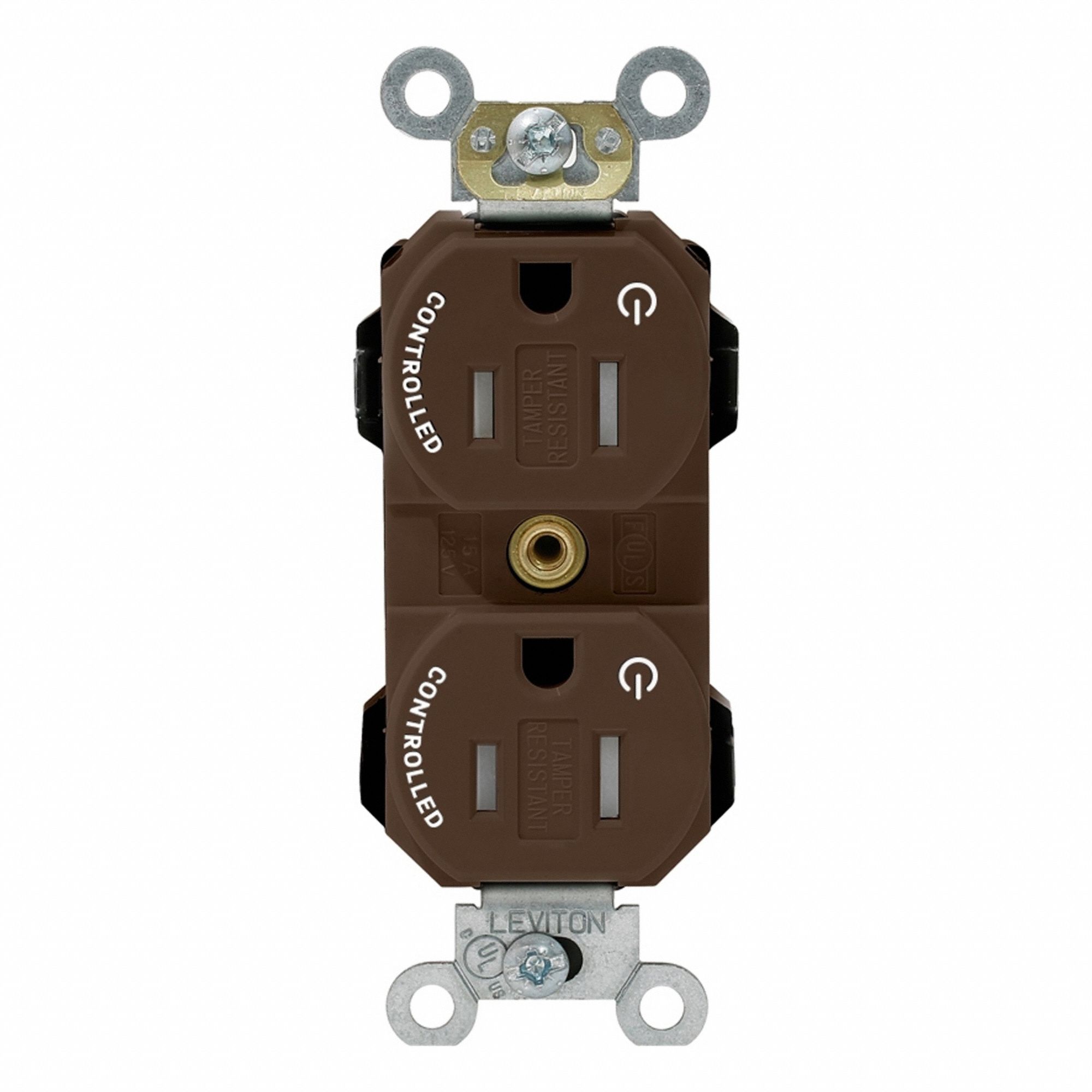 Lev-Lok Rec 15A 125V TR 2Mrk-Ctrl Brn