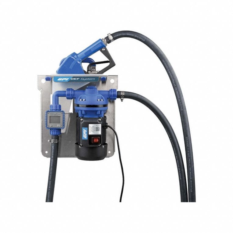GPI Electric Drum Pump: 115 V AC, 1/2 hp HP, Nylon, 8 gpm Max. Flow Rate, 1 in Hose Barb, Digital (MPN 180010-03). Key specifications — Brand: GPI; Meter: Digital; Pump Kit Type: Pump with Discharge Hose, Nozzle & Meter.
