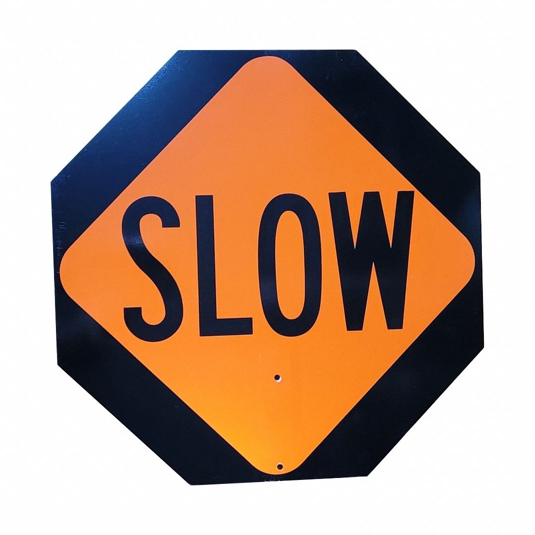 Stop Slow Paddle 18 x 18: Paddle Sign, 18 in Overall Ht, 18 in Sign Ht
