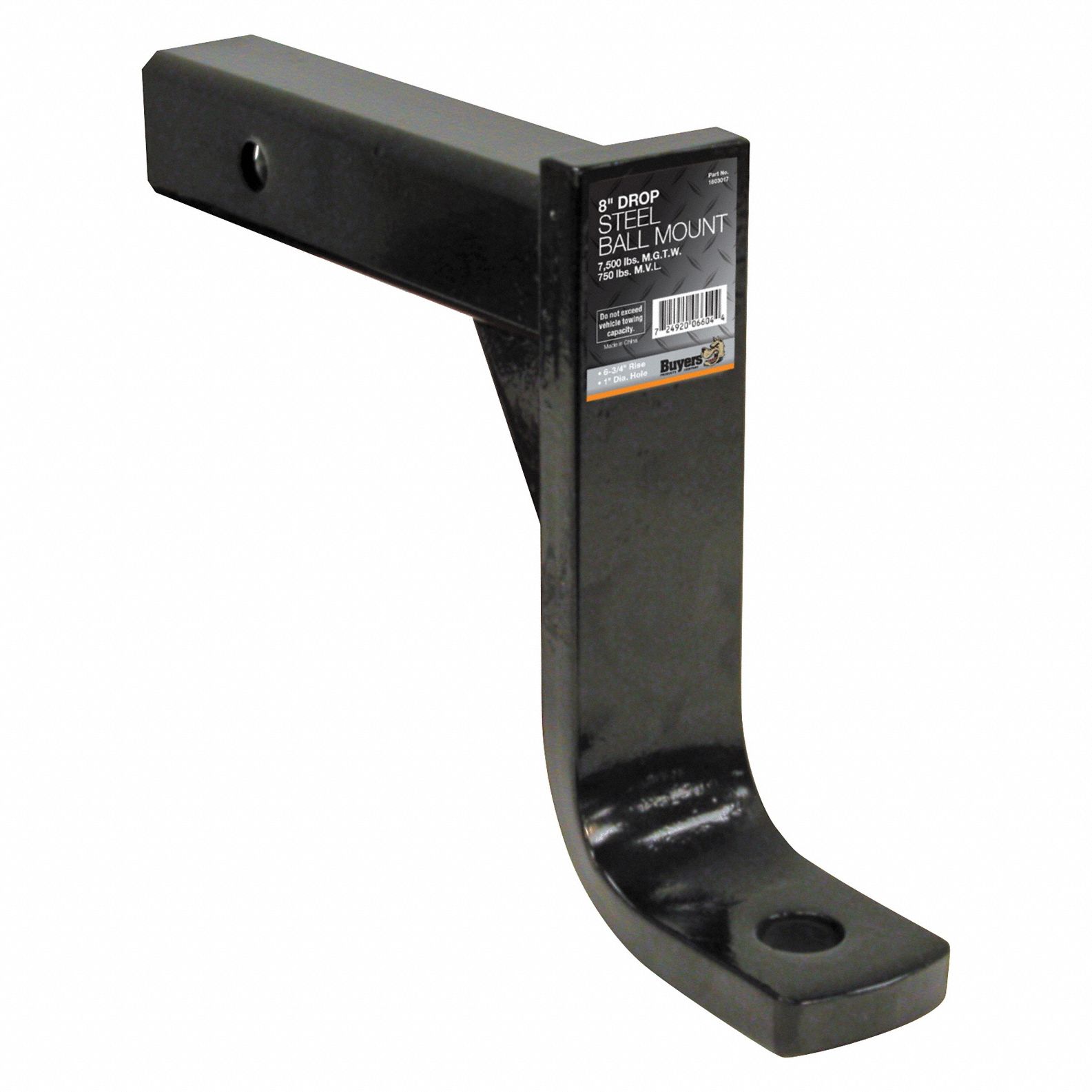 Ball Mount: III, 1 in Compatible Ball Shank Dia, Ball Mount Ball Mount, Carbon Steel