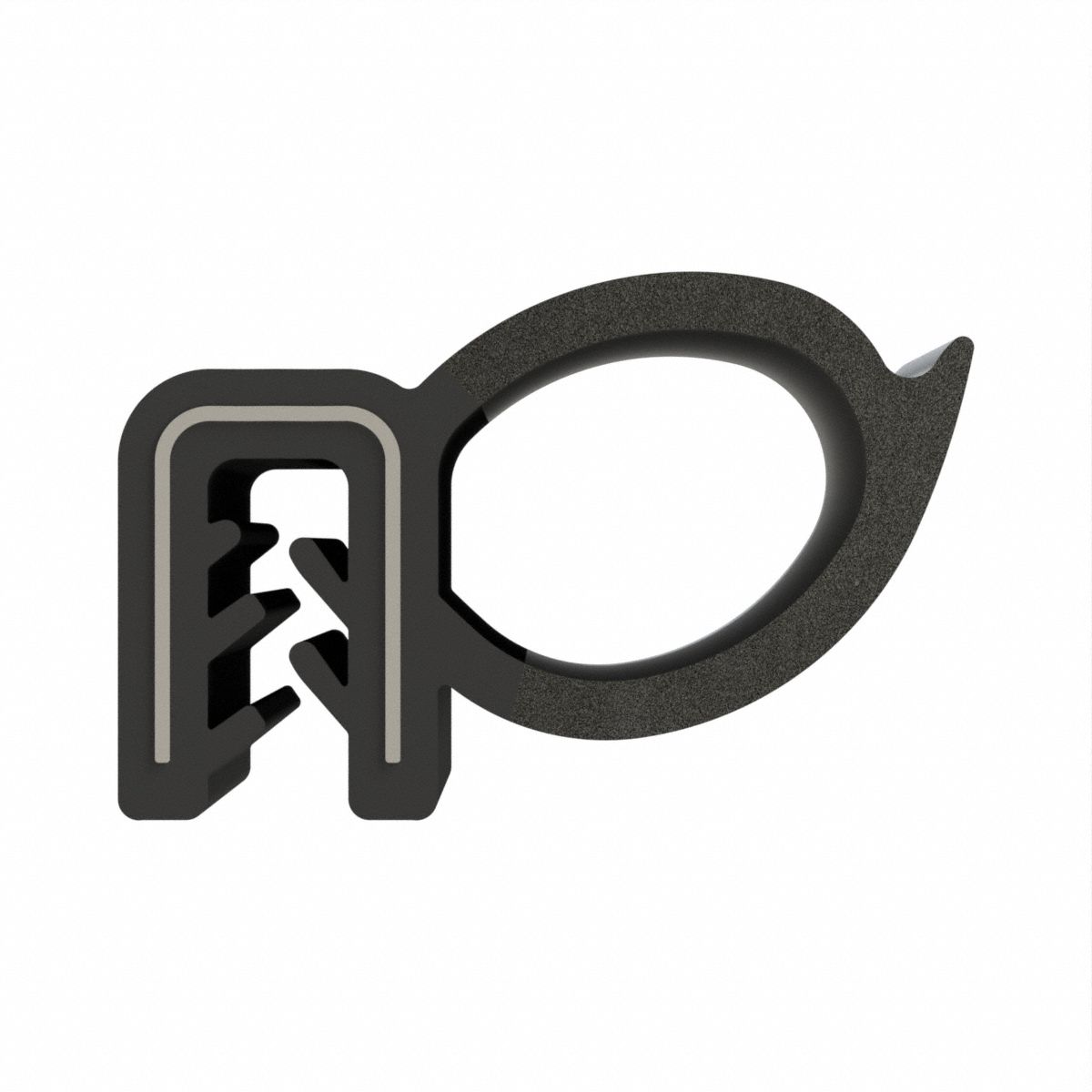 Trim Seal: Side Bulb, 10 ft Overall Lg, Rubber Outer, Sponge Bulb, 5/8 in Leg Lg, Side