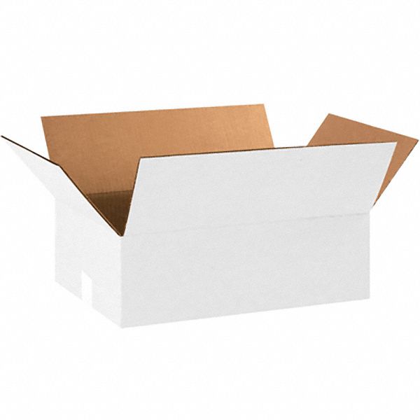 Shipping Box: 18 in Inside Lg, 12 in Inside Wd, 6 in Inside Ht, 32 ECT - White, Single Wall