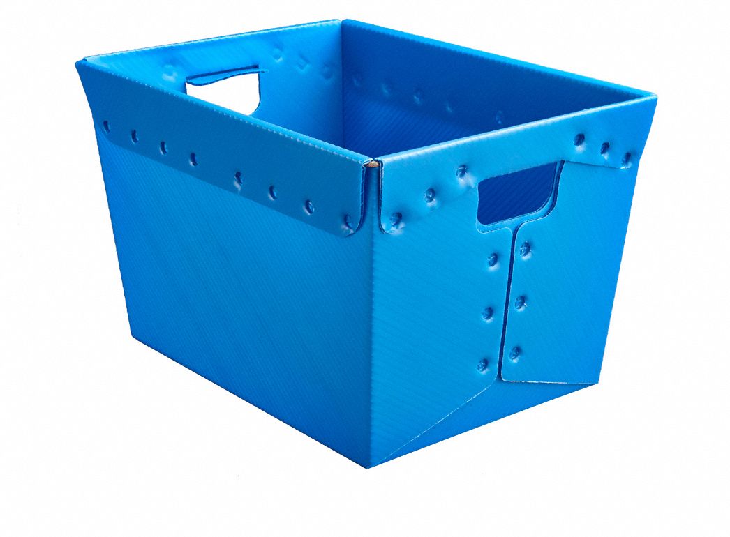 Nesting Container: 7.6 gal, 18 in x 13 in x 12 in, Blue, 50 lb Load Capacity