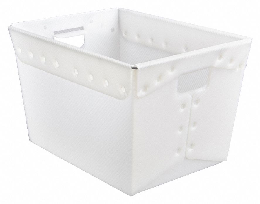 Nesting Container: 7.6 gal, 18 in x 13 in x 12 in, White, 50 lb Load Capacity
