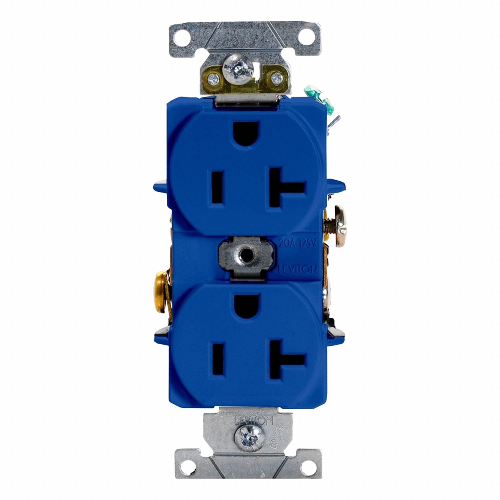 Duplex Receptacle Outlet: Duplex, 5-20R, 125V AC, 20 A, Blue, 2 Pole / 3 Wire