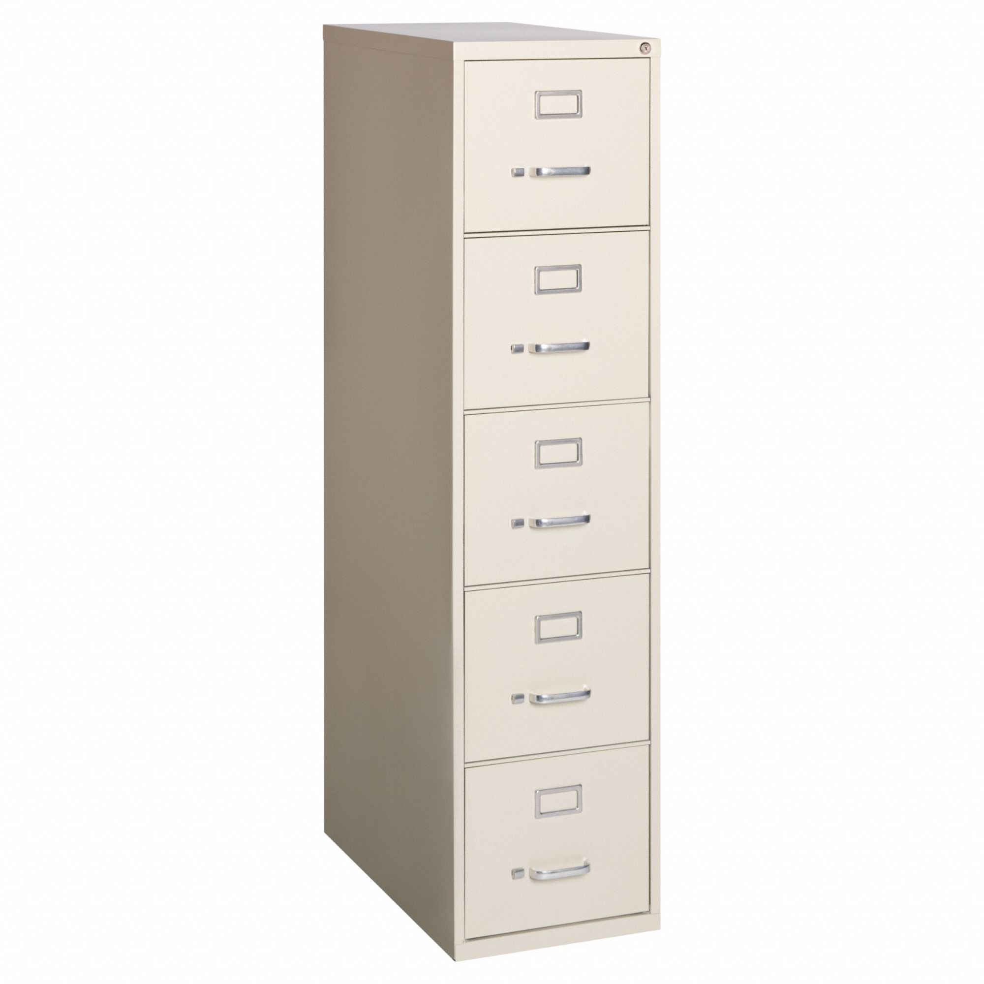 Vertical File Cabinet: Putty, 5 Drawers, 61 3/8 in Overall Ht, 26 1/2 in Overall Dp, Steel