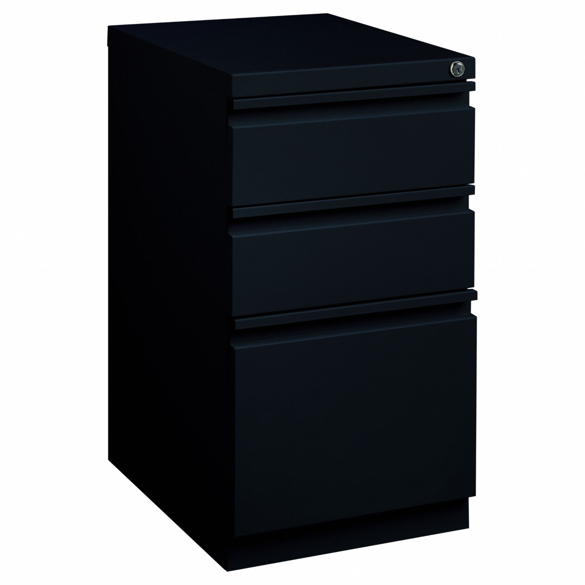 File Cabinet: Mobile Pedestal, 3 Drawers, Letter File Size, 27 3/4 in Overall Ht, Black