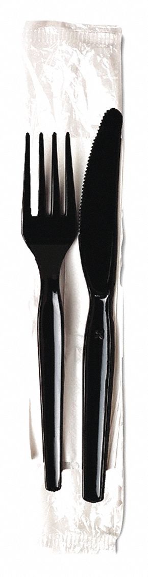 Wrapped Knife/Fork/Napkin Kit Blk PK500