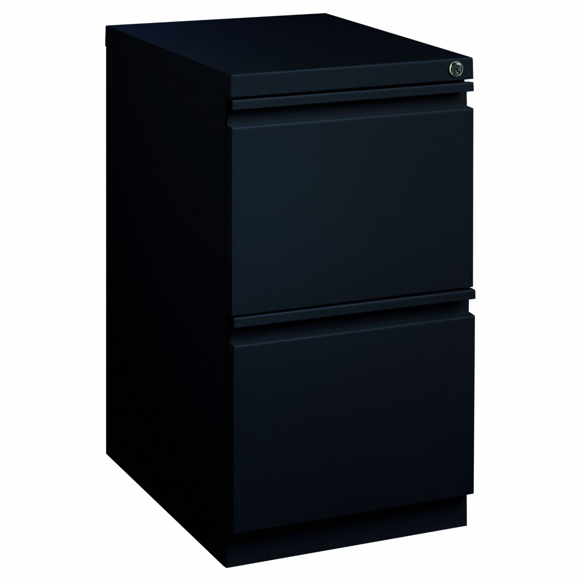 File Cabinet: Mobile Pedestal, 2 Drawers, Letter File Size, 27 3/4 in Overall Ht, Black