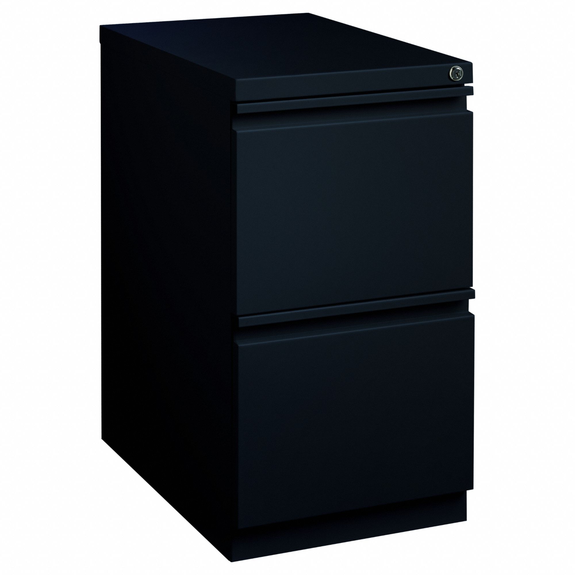 File Cabinet: Mobile Pedestal, 2 Drawers, Letter File Size, 27 3/4 in Overall Ht, Black, Steel