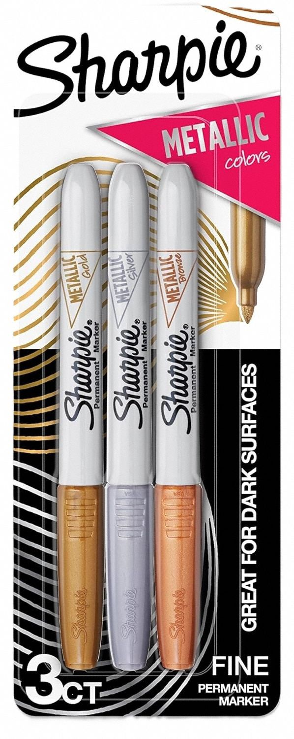 Permanent Marker: Assorted, Bronze/Gold/Silver, Capped, Fine, Permanent Ink