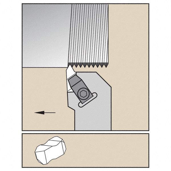 Indexable Thread Turning Tool Holder: Left Hand, 1 in Shank Wd