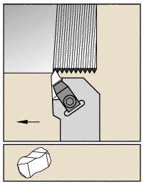 Indexable Thread Turning Tool Holder: Right Hand, 1 in Shank Wd