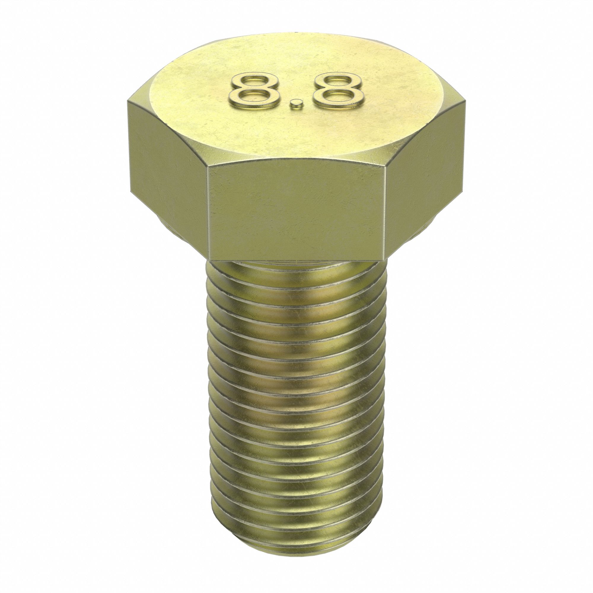 Hex Head Cap Screw: Steel, Class 8.8, Zinc Yellow, M12-1.50, Fine, 25 mm lg, Globally Sourced, 50 PK