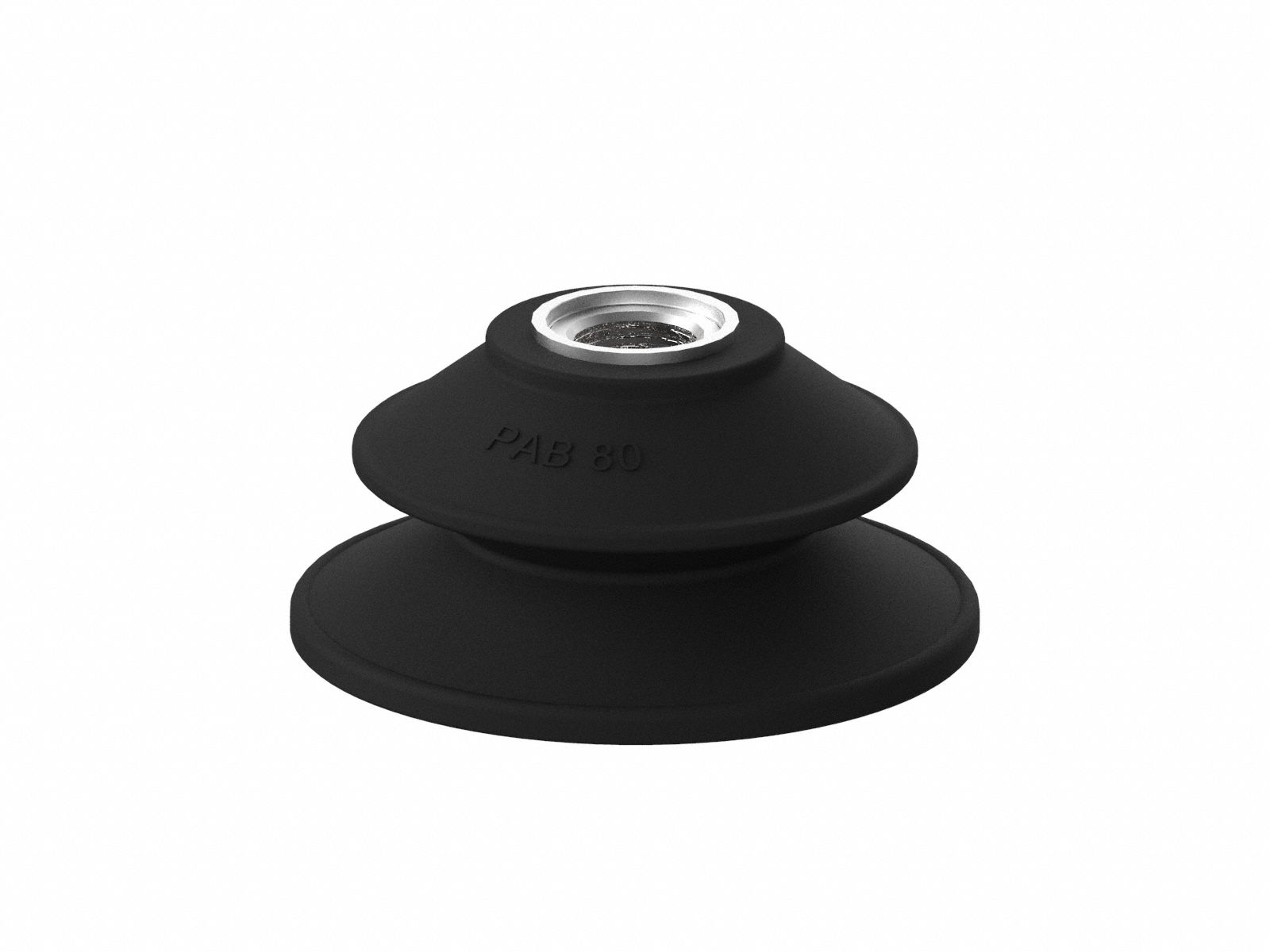 Vacuum Pad: Bellows, w/o Adapter, 80 mm Pad Dia, Nitrile/PVC, Black, 60A, PAB