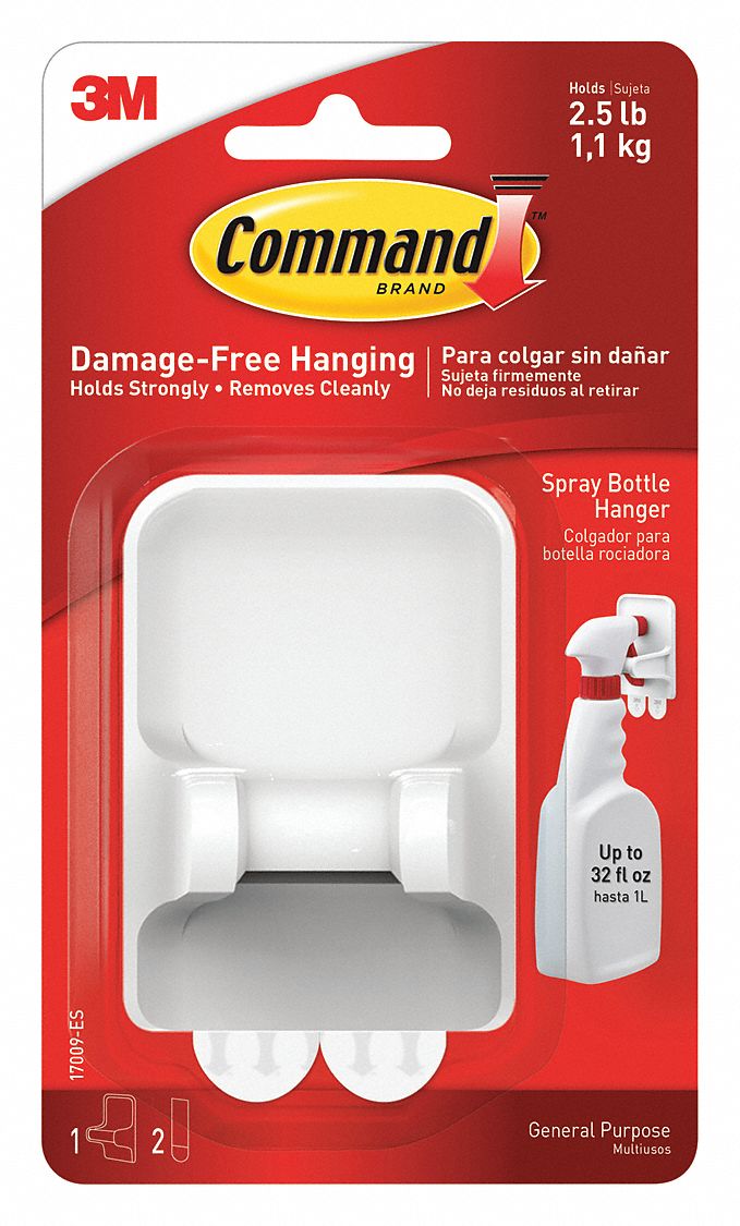 COMMAND, Spray Bottle Hanger,PK12 184U7117009 Grainger