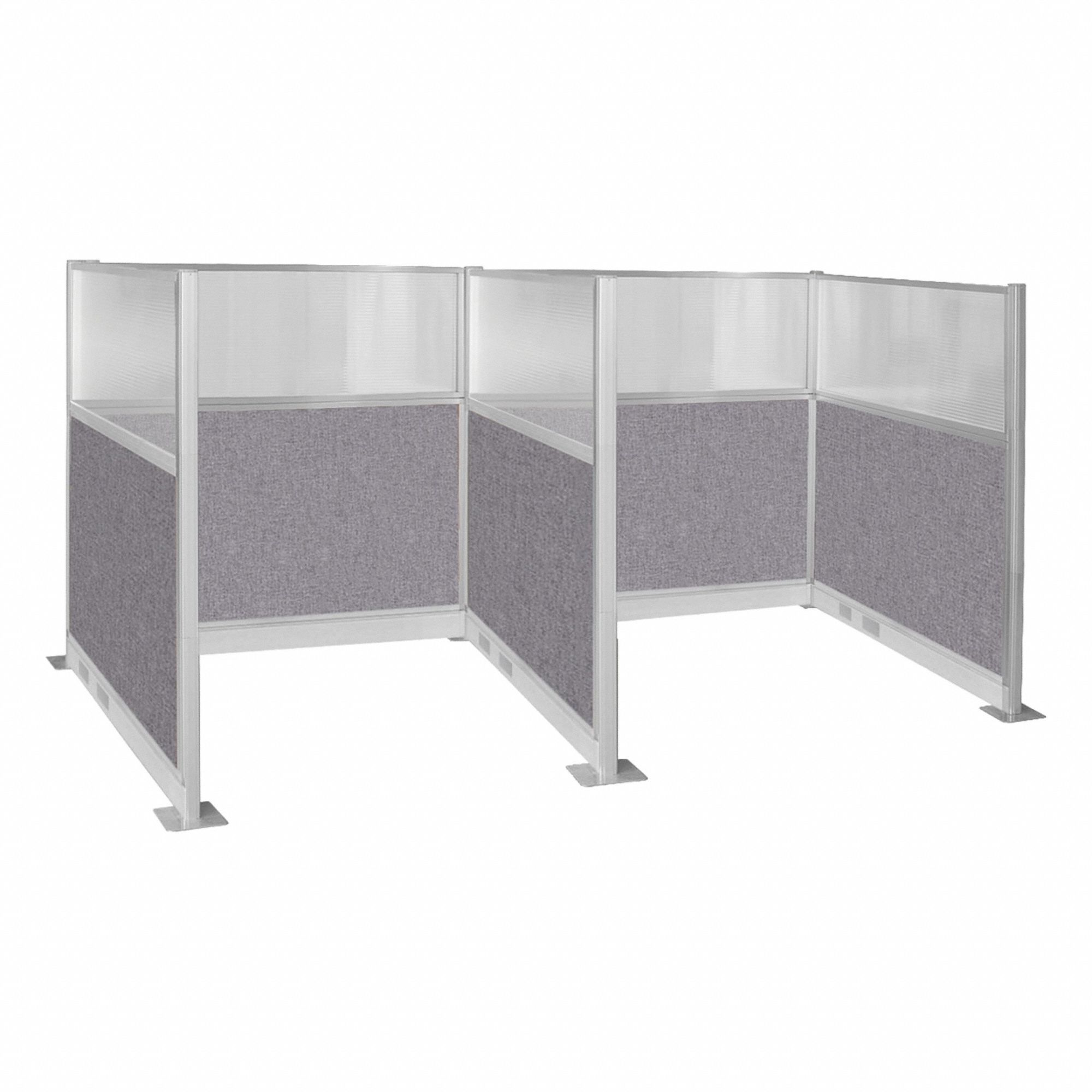 Cubicle Kit: 72 in Overall Ht, 72 in Overall Wd, 5 Panels, Cloud Gray, Fabric/Polycarbonate