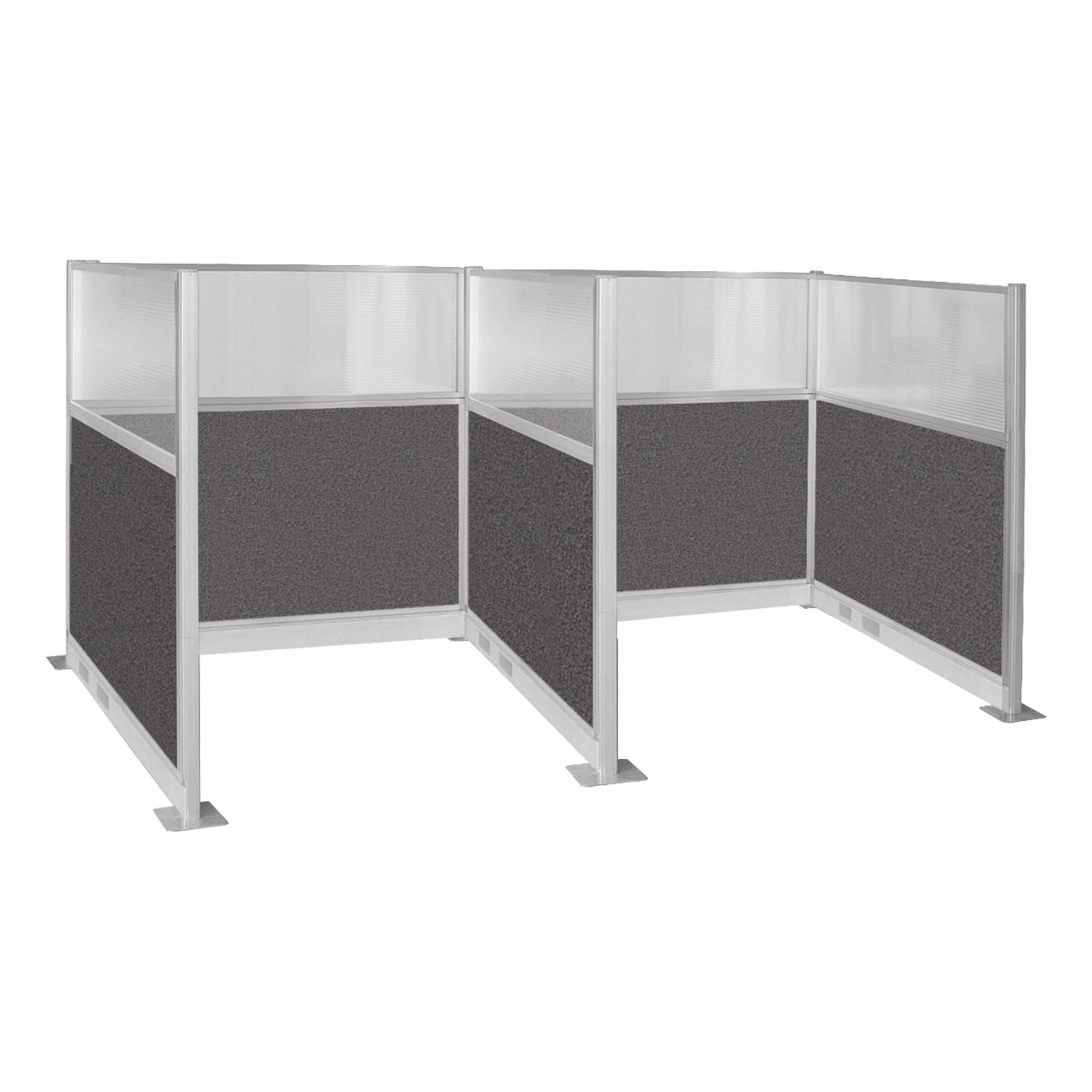 Cubicle Kit: 72 in Overall Ht, 72 in Overall Wd, 5 Panels, Charcoal Gray