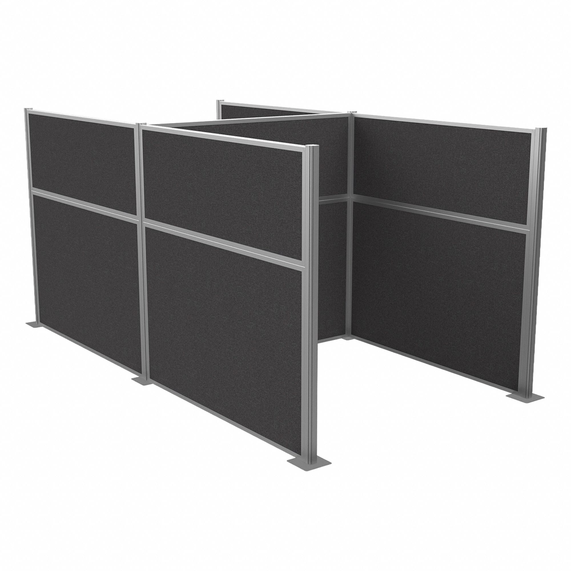 Cubicle Kit: 72 in Overall Ht, 72 in Overall Wd, 5 Panels, Charcoal Gray, Fabric