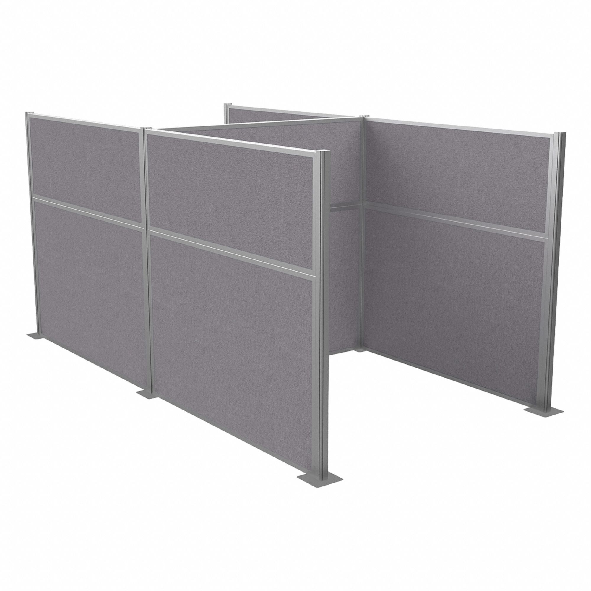 Cubicle Kit: 72 in Overall Ht, 72 in Overall Wd, 5 Panels, Cloud Gray, Fabric