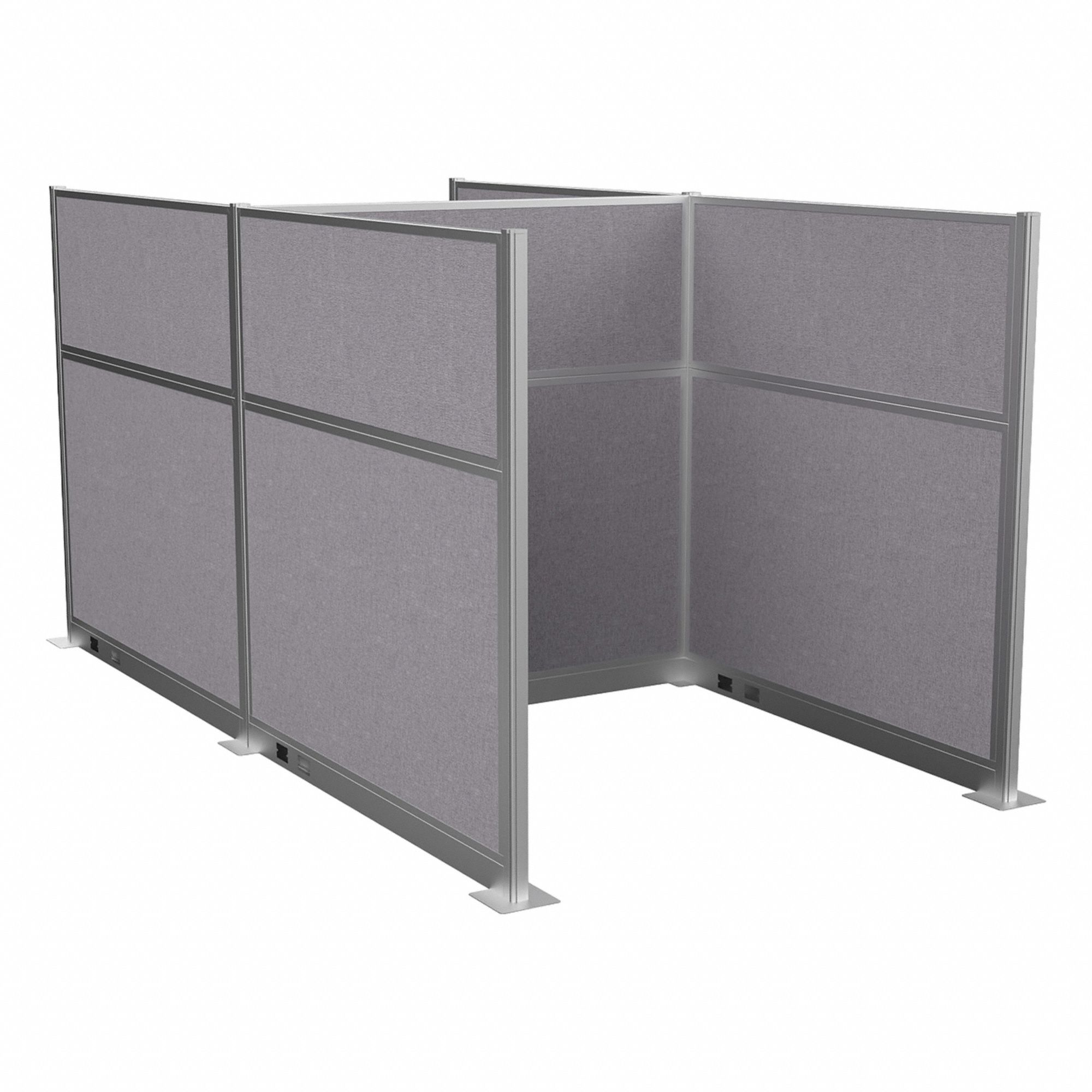 Cubicle Kit: 72 in Overall Ht, 72 in Overall Wd, 5 Panels, Cloud Gray, Fabric
