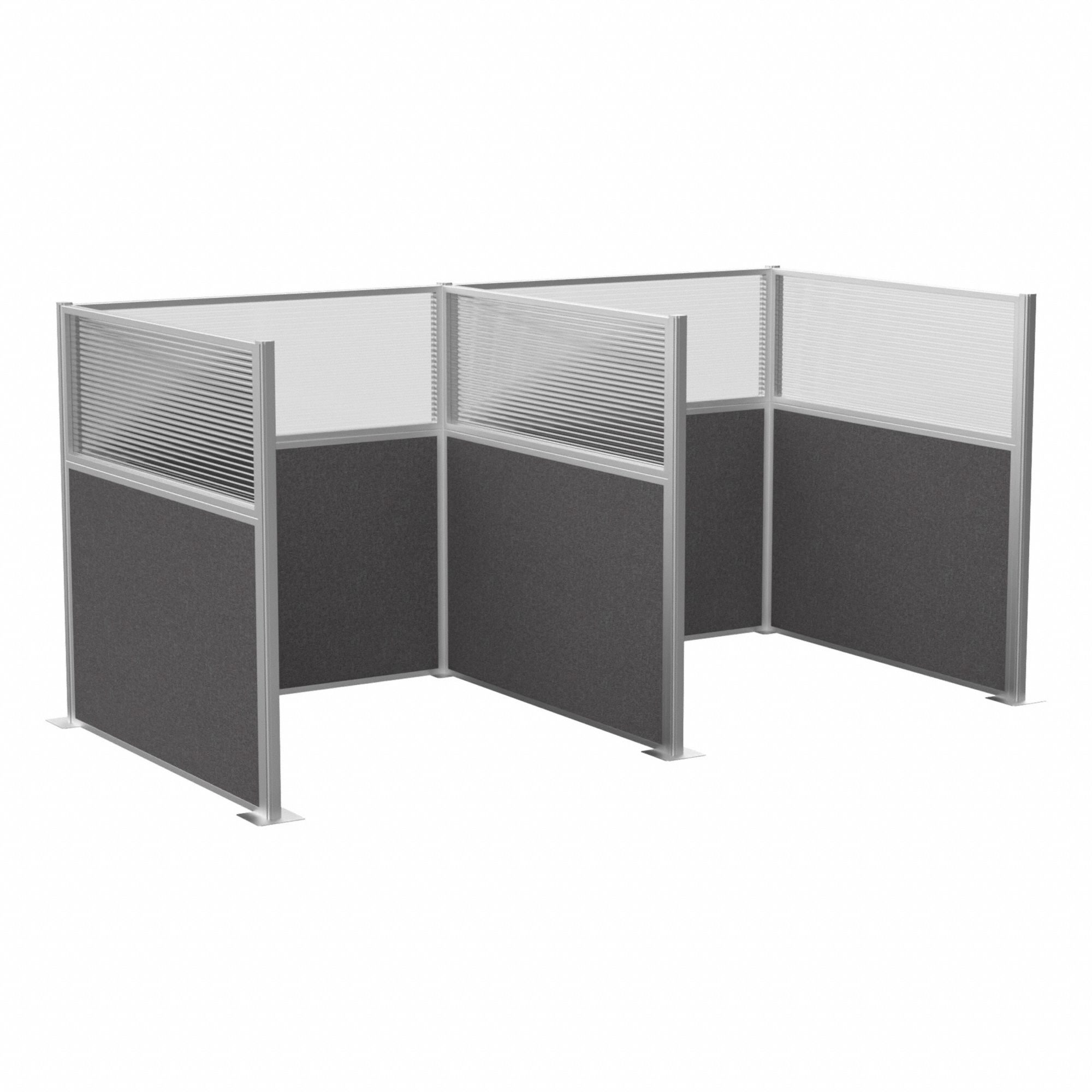 Cubicle Kit: 72 in Overall Ht, 72 in Overall Wd, 5 Panels, Charcoal Gray