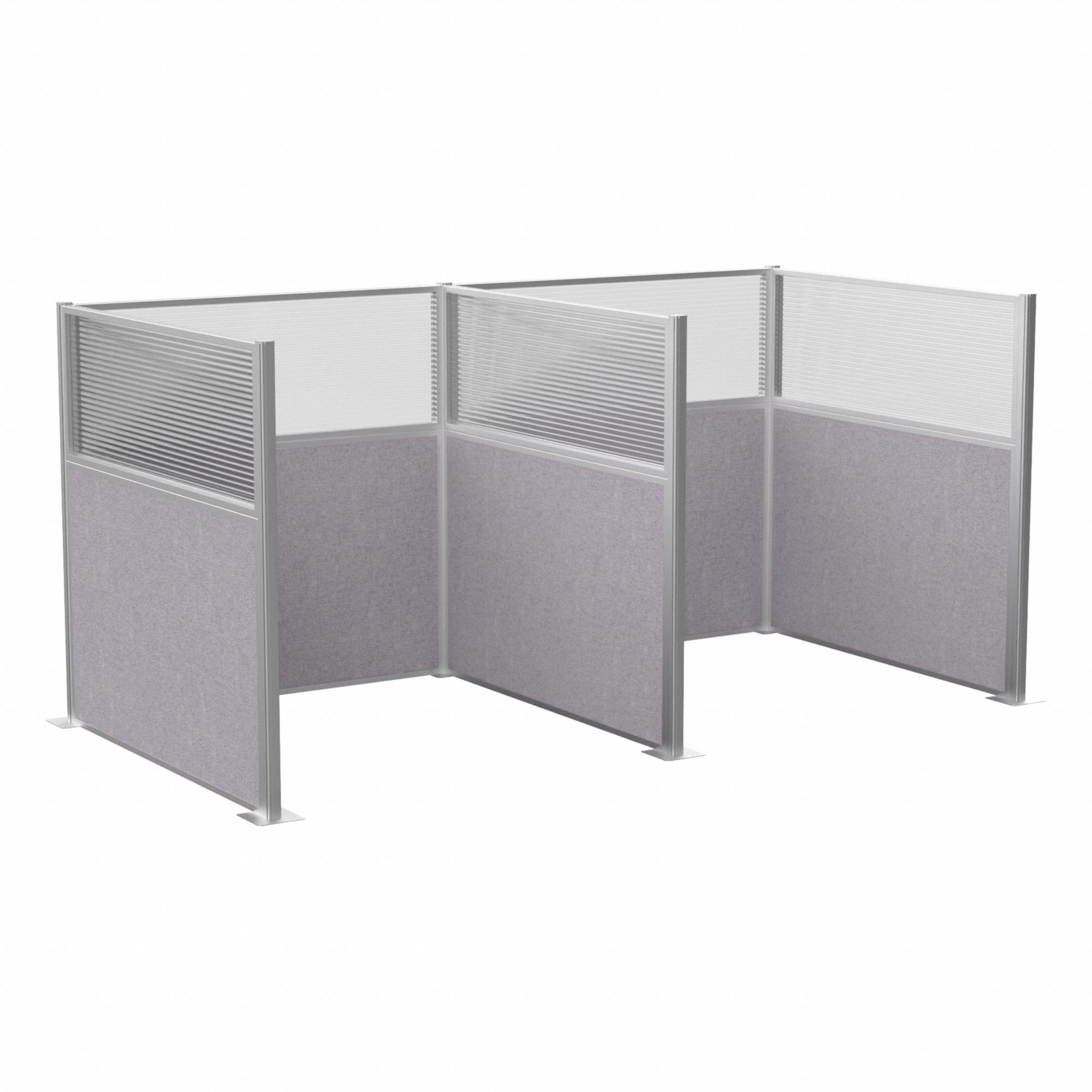 Cubicle Kit: 72 in Overall Ht, 72 in Overall Wd, 5 Panels, Cloud Gray, Fabric/Polycarbonate