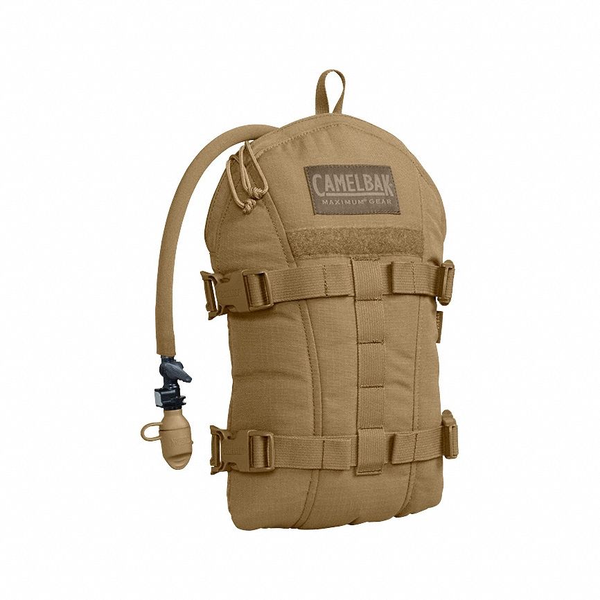 Hydration Pack: Brown, 3 L Fluid Capacity, 14 5/8 in Overall Lg, 9 7/8 in Overall Wd