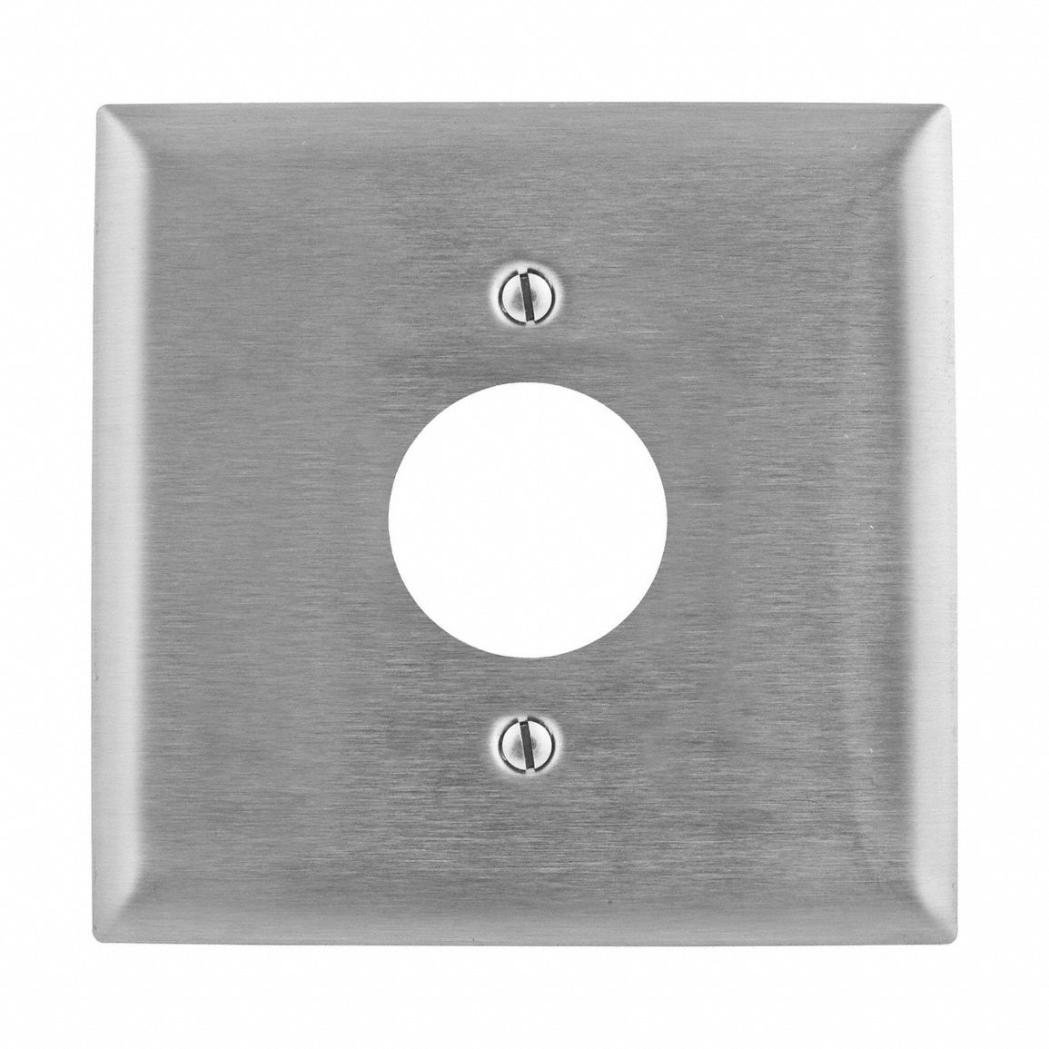 Stainless Steel Coverplate: Single Circular Opening, Stainless Steel, Silver, 1 Outlet Openings