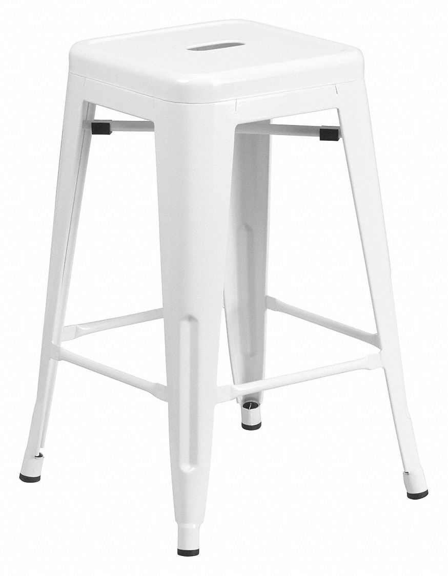 FLASH FURNITURE White Backless Metal Stool 24 187C17 CH 31320 24 WH   187C17 AS01