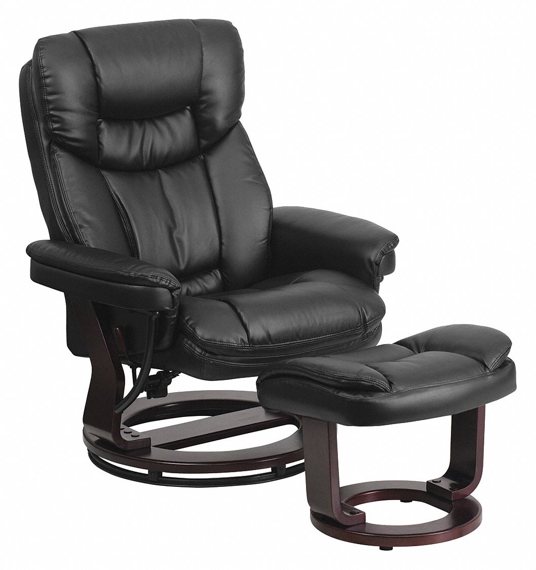 Black Leather Recliner-Ottoman