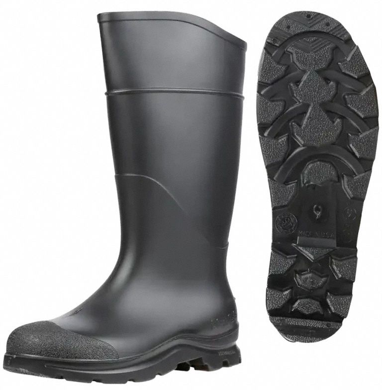 Rubber Boot: Black, PVC, PVC, Electrical Hazard (EH), 11 Size, 18822, 1 PR