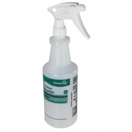 Spray Bottle, 32 Oz., White, Round, Polyethylene, Graduated