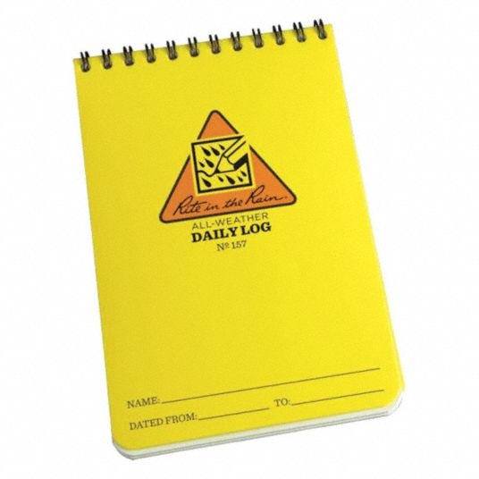 RITE IN THE RAIN, Daily Log, 4 in x 6 in Sheet Size, Notebook - 18A117 ...